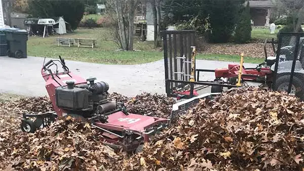 Leaves being removed at a Ashaway, RI property.